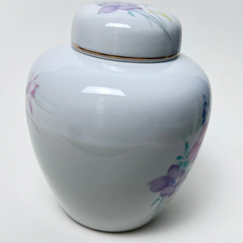Vintage Srednick Collection Porcelain Ginger Jar Hand-Painted Floral, Japan MCM